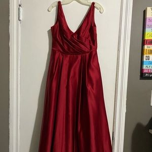David’s Bridal Red Satin Dress Size 8